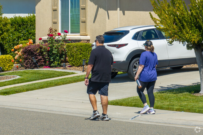 People who live in Kavala Ranch can enjoy a stroll down the walkable streets at their own pace.
