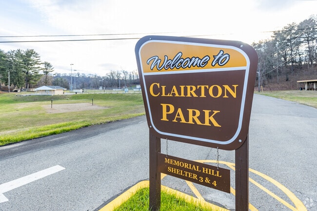 Clairton Park’s welcome sign stands proudly, inviting locals to enjoy outdoor recreation.