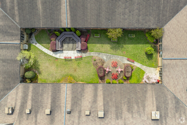Springmore Elementary School students enjoy a beautiful courtyard.