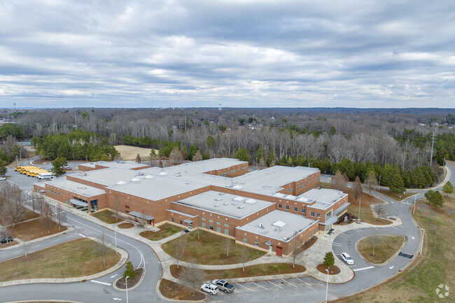 Aerial overview of Shelby Middle School and the surrounding areas.