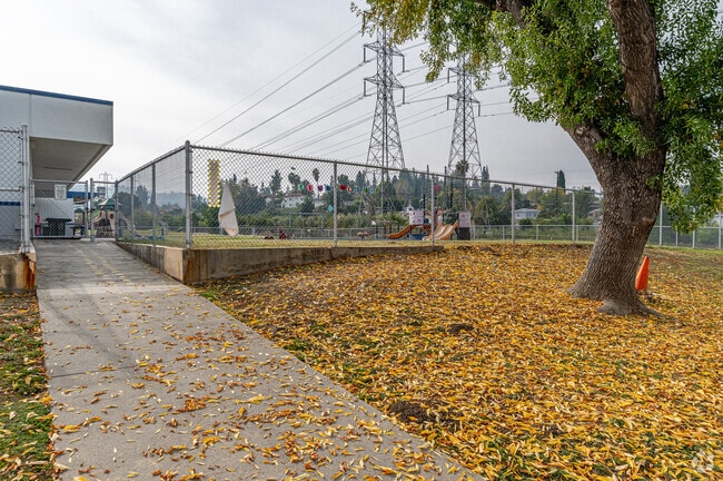 The gate to the playground at Bixby Elementary School in Hacienda Heights