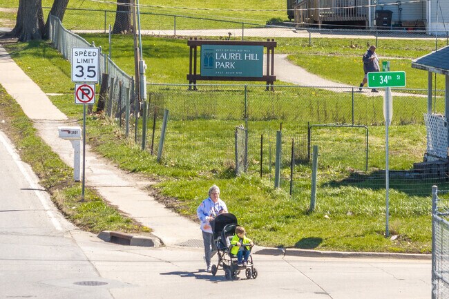 Laurel Hill Park has a walking trail and is walkable from Fairground.