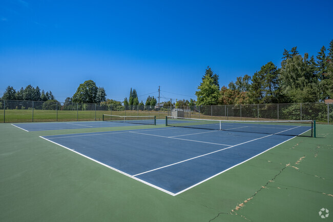 Tennis courts Highland Park Middle School in Beaverton, Oregon.