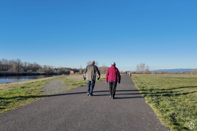 Enjoy a walk on the paved waterfront of downtown Ridgefield.