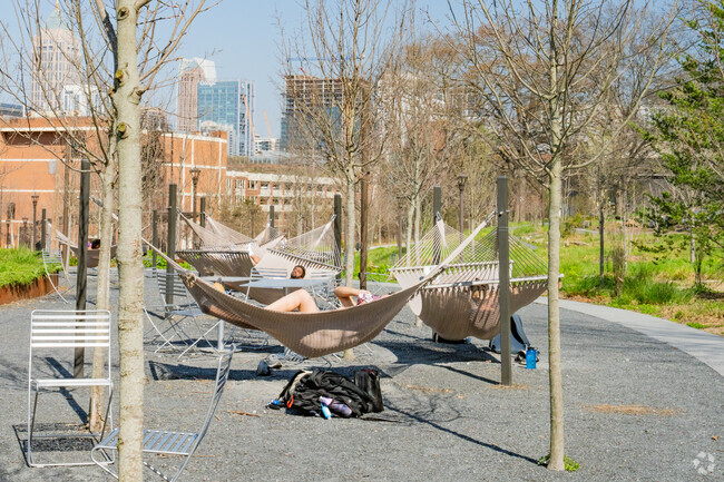Residents in Home Park will find hammocks around Georgia Tech's campus.