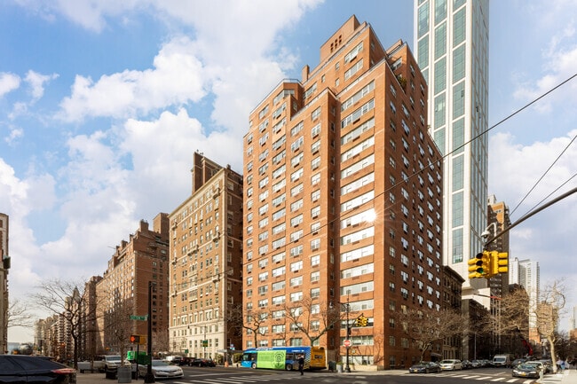 Sutton Tower stands tall as an architectural landmark in the Sutton Place neighborhood.