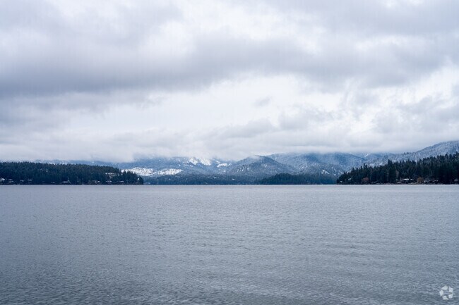 Hayden lake offers beautiful views of the surrounding mountains.