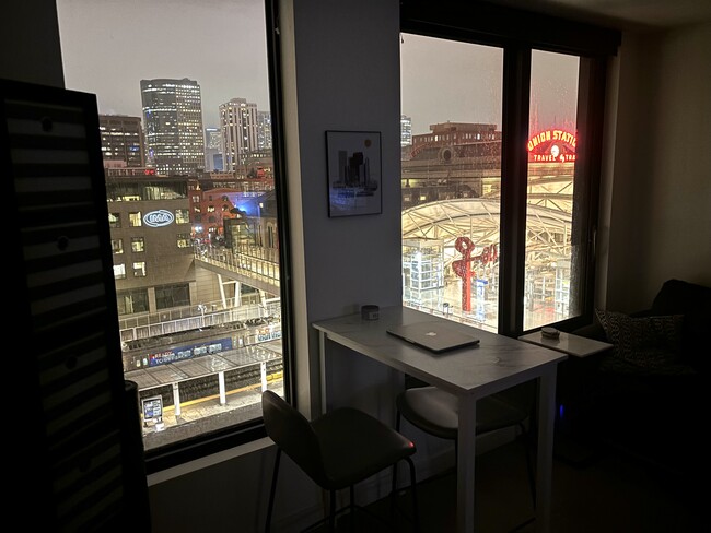 Enjoy gorgeous night views of the city while cooking dinner at home :)