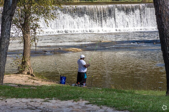 Whitewater's Starr's Mill Park consist of 16 acres, picnic areas, and fishing spots.
