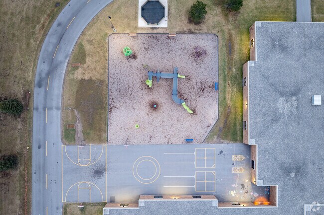A top down view of the Elmwood Elementary School play area.