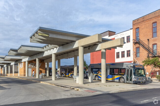 The central MITS bus station is located in the Downtown Muncie neighborhood.