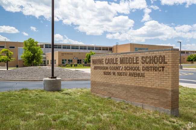 The sign at Wayne Carle Middle School in Broomfield, Colorado.
