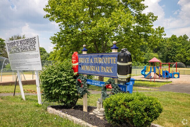 Bruce A. Turcotte Memorial Park near Hopelawn offers a playground and space for recreation.