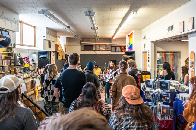 Patrons pack in tight during a set at Rhythm Records during the You Name It Fest in Bismarck.