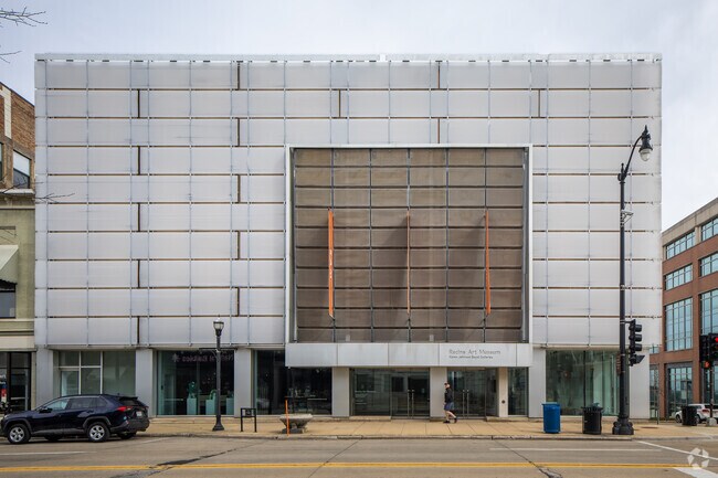 Racine Art Museum is housed in a modernist cube structure.