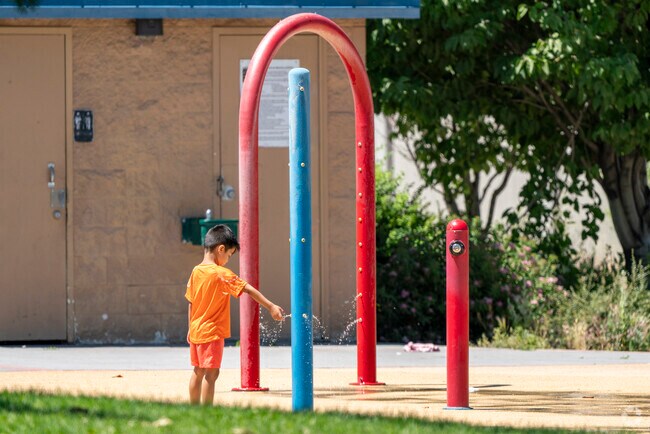 Panther Valley has a water play station for kids to cool off in summer.