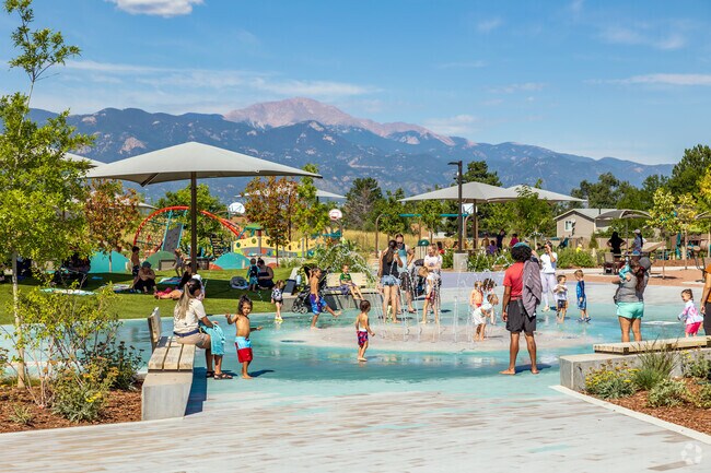 Kids love playing at the splash pad at Panorama Park.