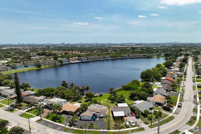 You can find man-made lakes in the Collier City neighborhood that are surrounded by homes.