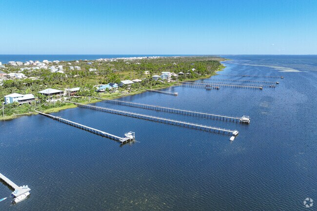 Many homes in North Cape San Blas have direct water access with private piers.