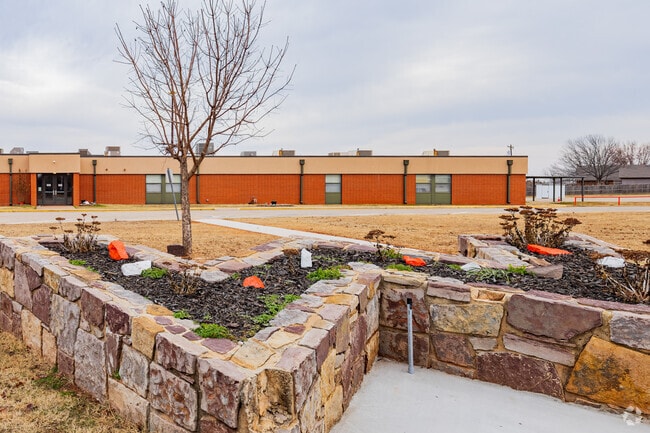 Close up shot of a cute garden with W shape in Wellston Elementary School.