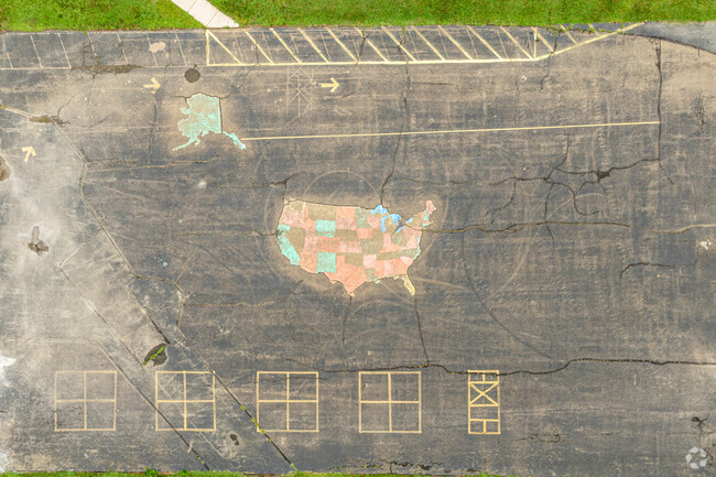 Play time is also time to learn geography at Delta-Peach Bottom Elementary School.