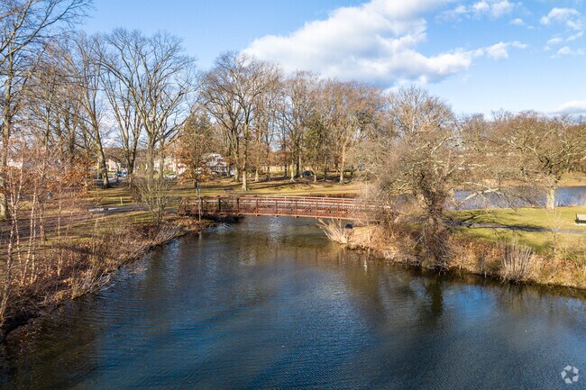 Nomahegan Park has a bridge over the Rahway River connecting ends of its trail.