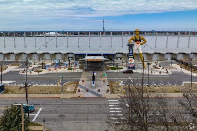 Expo and Golden Driller in Sunrise Terrace host wrestling events in Tulsa, OK.