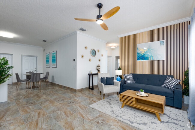 2BR, 2BA - 1,100SF - Living Room/Dining Room