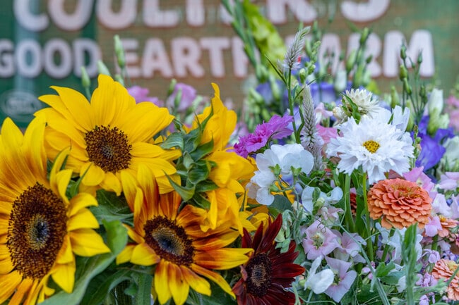 A large selection of fresh, locally grown flowers fills the St. Matthews Farmers Market.