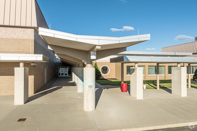 Owen J Roberts Middle School is constructed in the brutalist style of architecture.