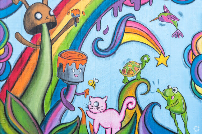 Check out the colorful mural by Ali LaRock near Hillside South at 16th Street Park.