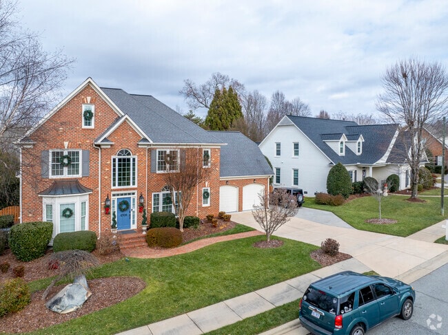New traditional style homes are common throughout The Bluffs.