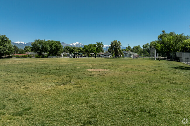 A multi-use field has mountain views at Franklin Elementary School.