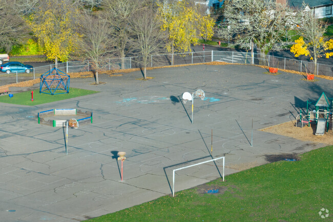 Students at Duniway Elementary on S Reed College Pl in Portland can play on the playground.