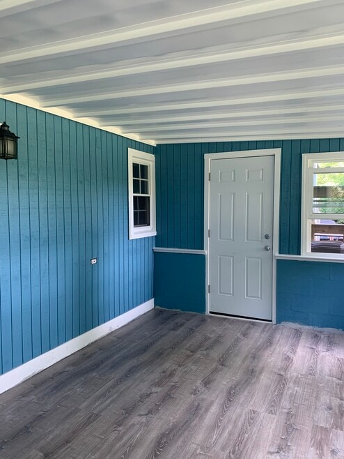 Enclosed porch door to backyard