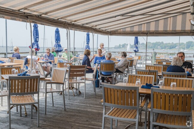 The veranda at Breakwater is among the finest places to enjoy a meal in Stonington.