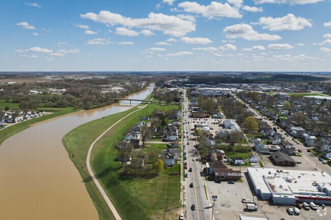 The Great Miami River runs along the main streets of Piqua.