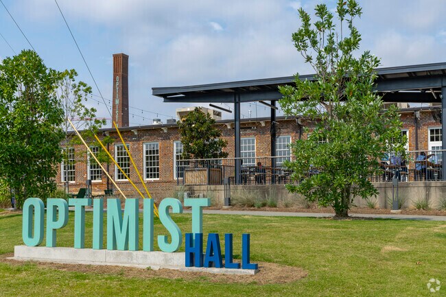 Optimist Hall showcases a large number of dining options for locals to gather in Optimist Park.