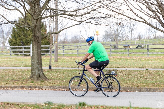 Active Winburn-Griffin Gate residents enjoy the paved riding paths at Coldstream Dog Park.