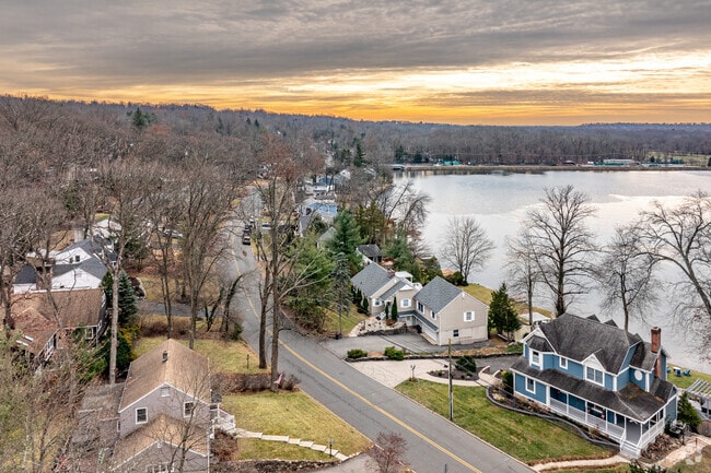 A bird's eye view reveals the peaceful neighborhoods of Packanack Lake, NJ.