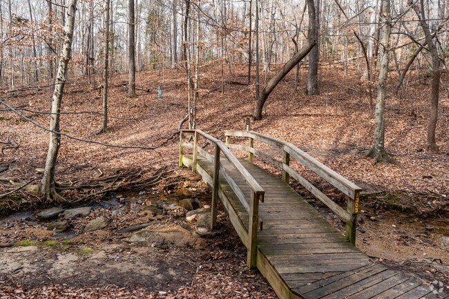 Brookhaven Nature Park is a 26 acre wooded area with a paved walking trail.