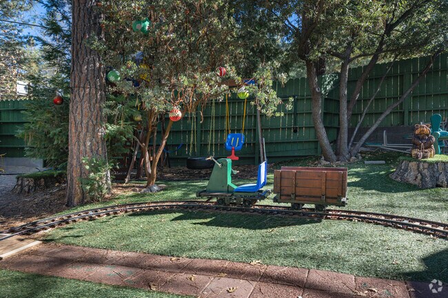 Kids love the toy train at Idyllwild Montessori School.