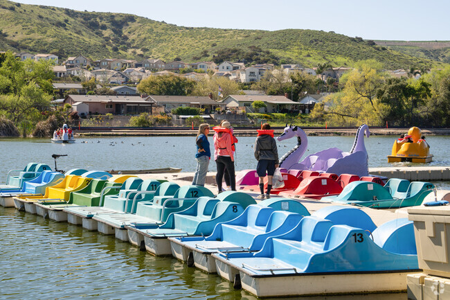 East Elliott residents prepare for paddle boating fun at Santee Lakes.