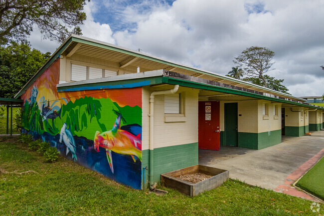 Colorful wall art abounds at Kaneohe Elementary School.