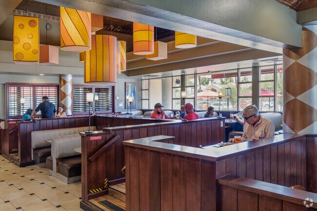 Stop in at Manhattan in the Desert near Araby Cove for classic NYC-inspired dishes.