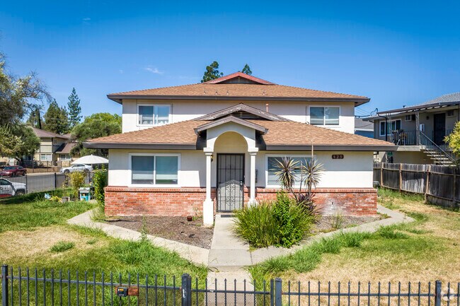 These fourplex homes with brick bases are some of the home choices in Northrup.