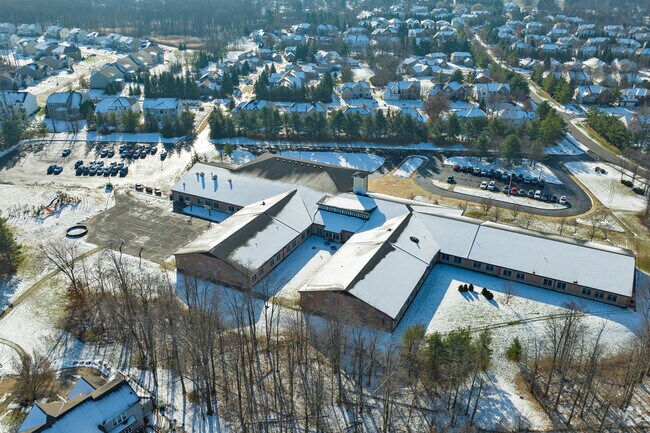 Aerial view of Kinsner Elementary School in Strongville.