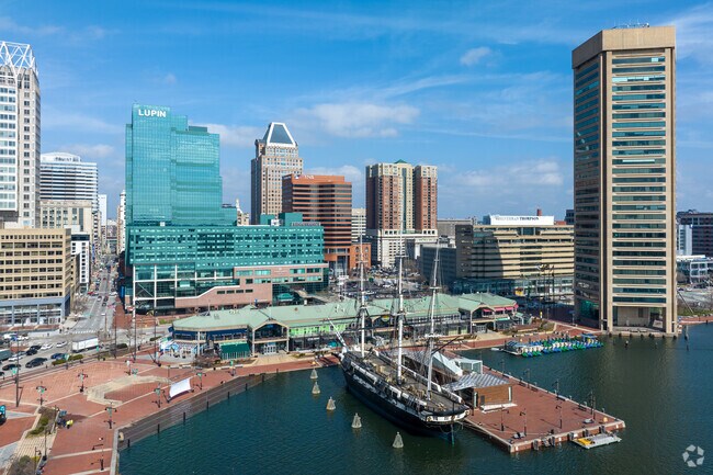 Historic Baltimore’s waterfront promenade hosts events and scenic harbor views year-round.