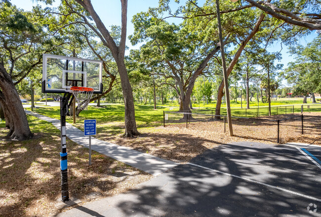 Classical Christian School for the Arts offers a shaded area for students to play basketball.