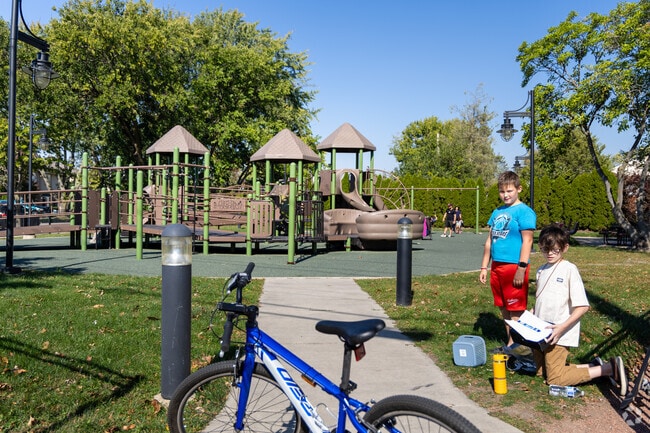 Children can enjoy the playground at Triangle Park.